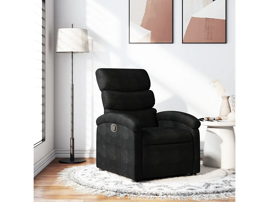Fauteuil inclinable-Chaise de relax-Fauteuil salon noir tissu SHL3670