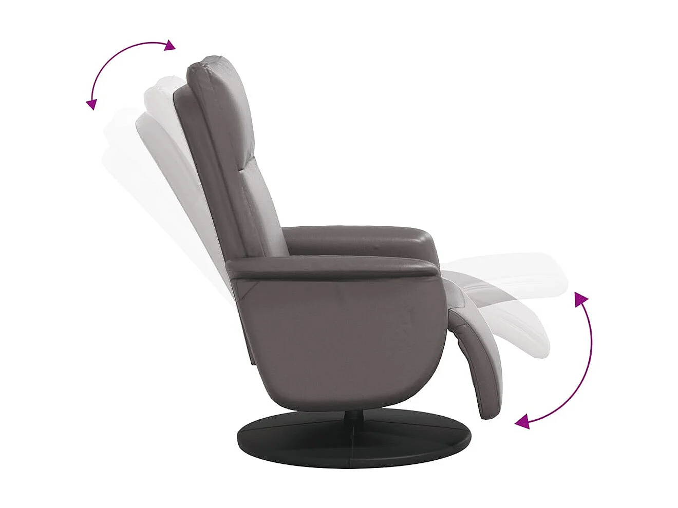 Sillón de relax | Sillón reclinable con reposapiés cuero sintético gris SHL9878