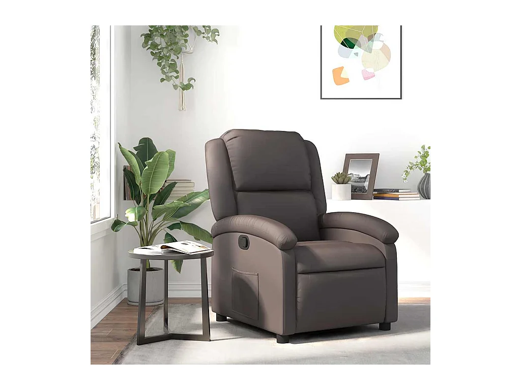 Sillón de relax | Sillón reclinable cuero auténtico marrón oscuro SHL8915