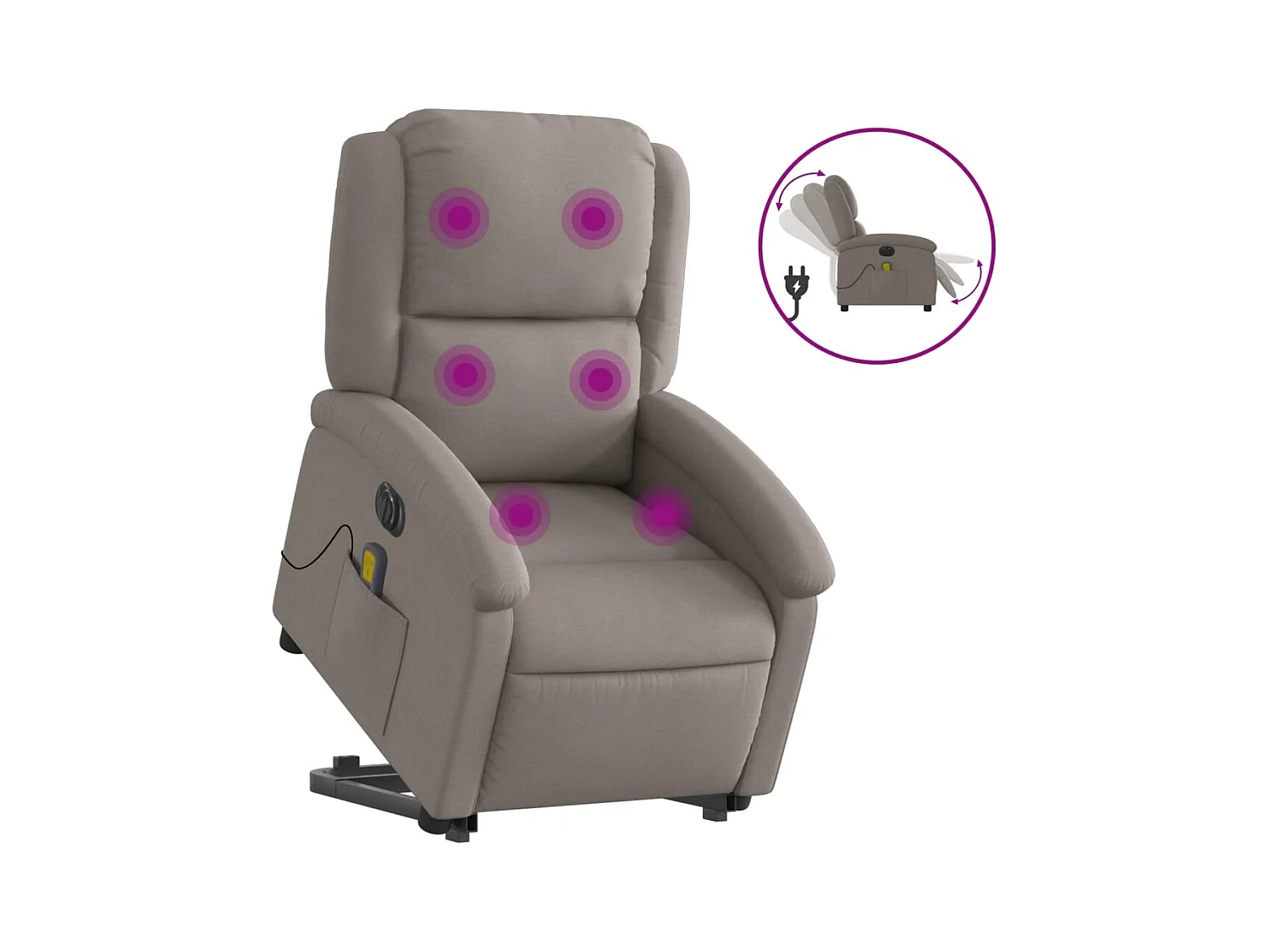 Fauteuil inclinable électrique-Chaise-Fauteuil de Massage Taupe Tissu SHL1137