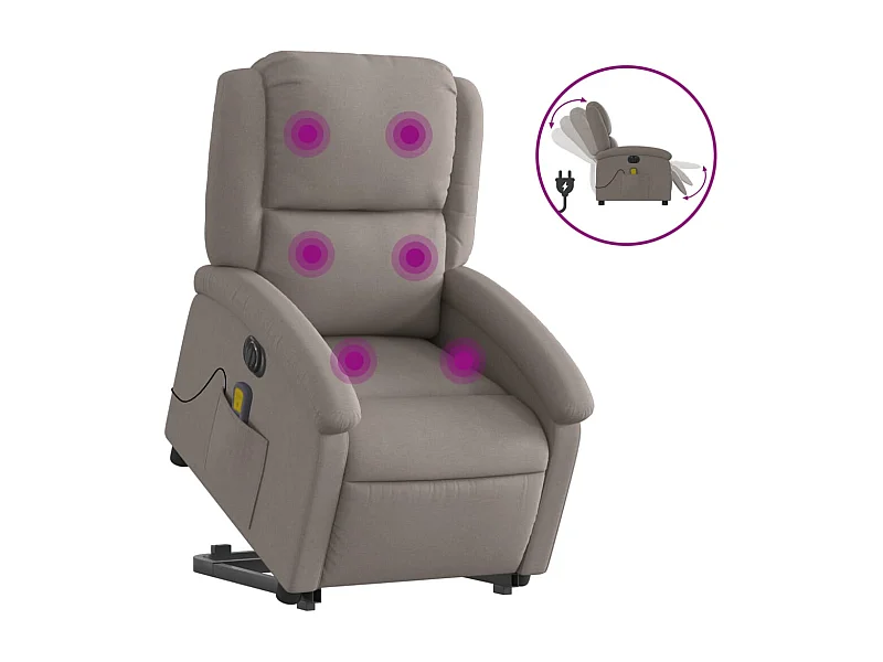 Fauteuil inclinable électrique-Chaise-Fauteuil de Massage Taupe Tissu SHL1137