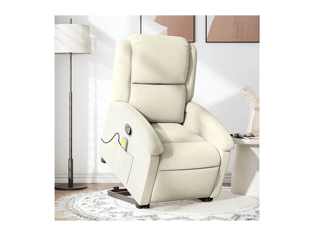 Sillón de relax | Sillón reclinable de masaje elevable terciopelo crema SHL8499