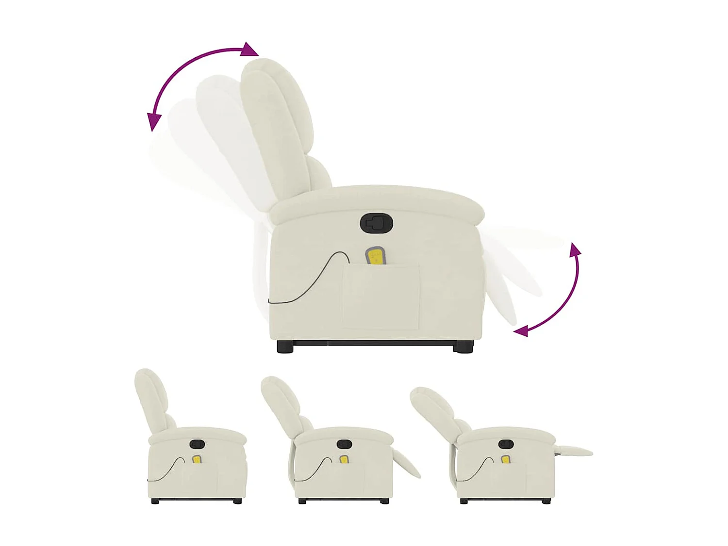 Sillón de relax | Sillón reclinable de masaje elevable terciopelo crema SHL8499