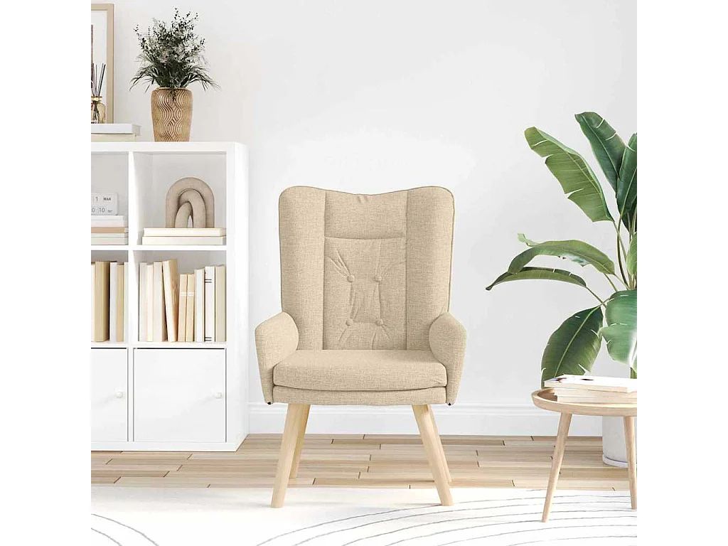 Relaxstoel | Ontspanningsstoel Crème 63 x 67 x 94 cm Stof