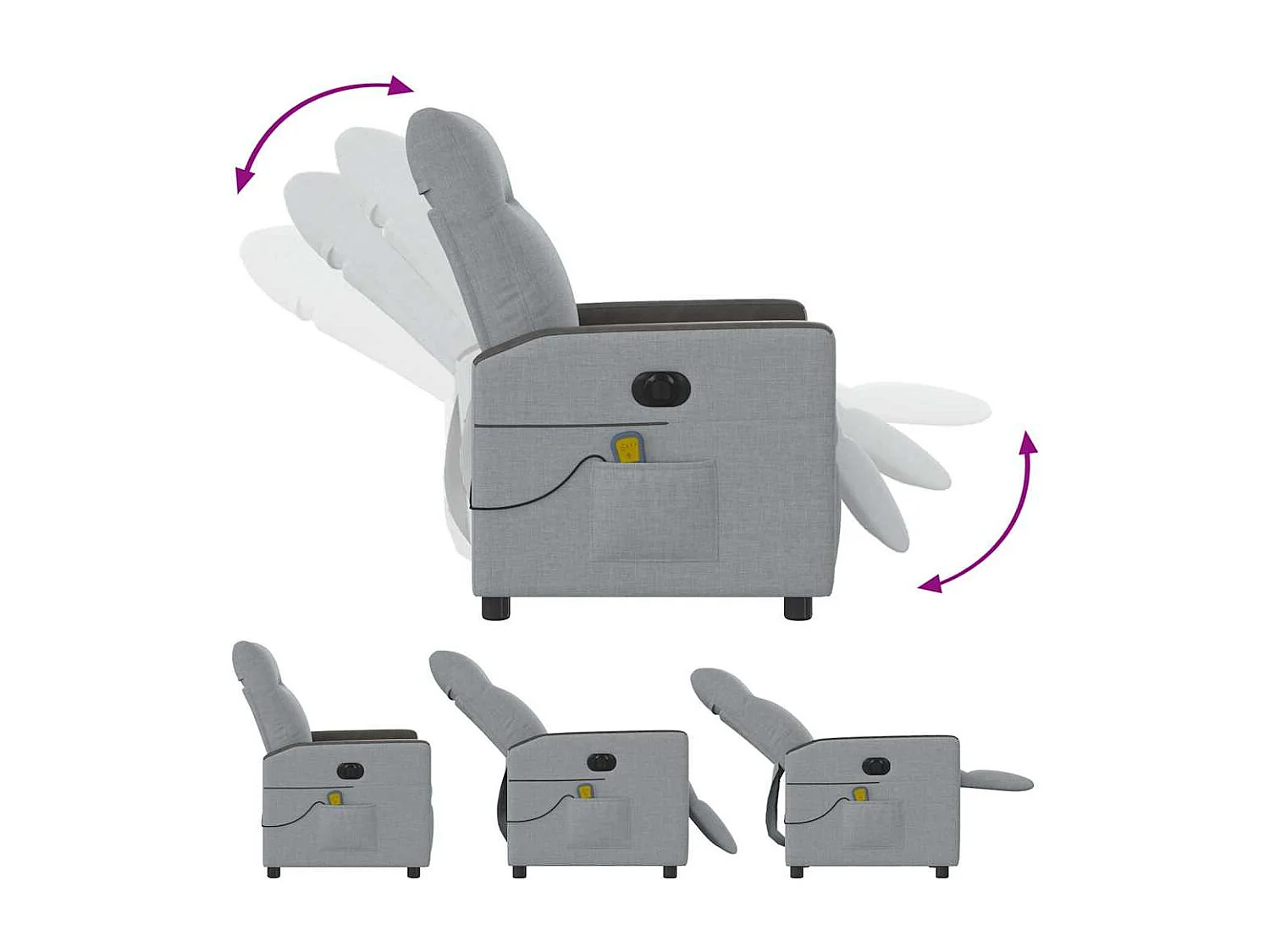 Massagesessel Elektrisch | Relaxsessel indoor Hellgrau Stoff SHL17805