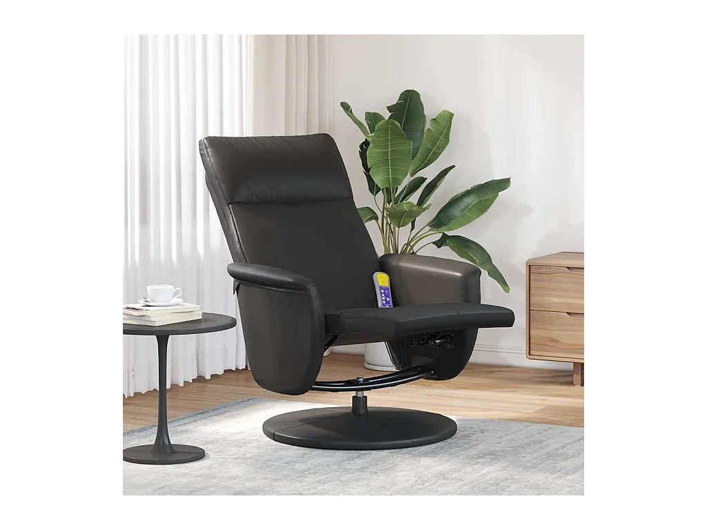 Sillón de relax | Sillón reclinable masaje con reposapiés cuero sintético negro SHL3201