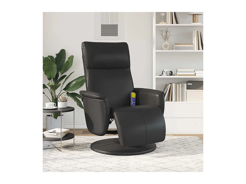 Sillón de relax | Sillón reclinable masaje con reposapiés cuero sintético negro SHL3201
