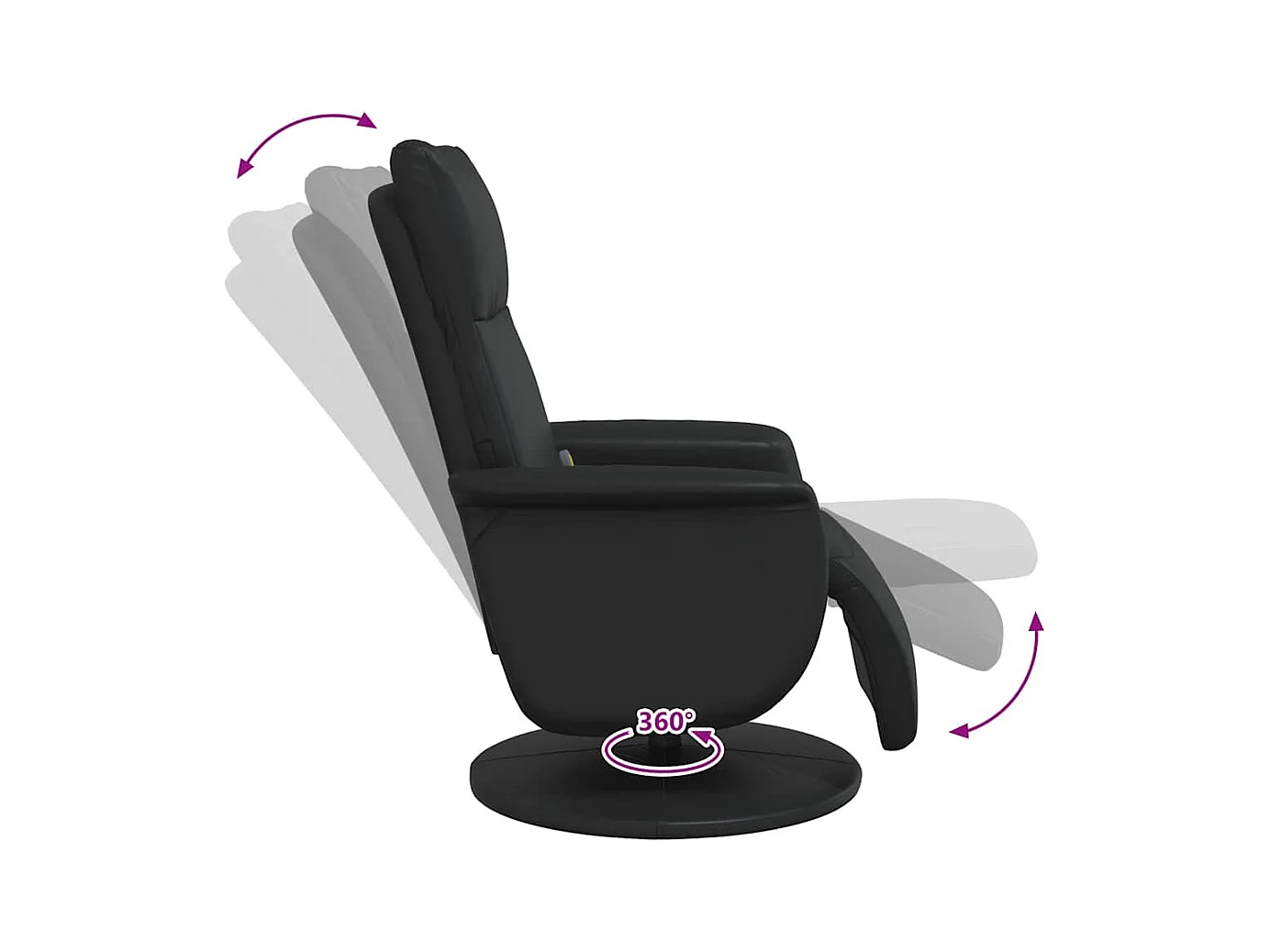 Sillón de relax | Sillón reclinable masaje con reposapiés cuero sintético negro SHL3201