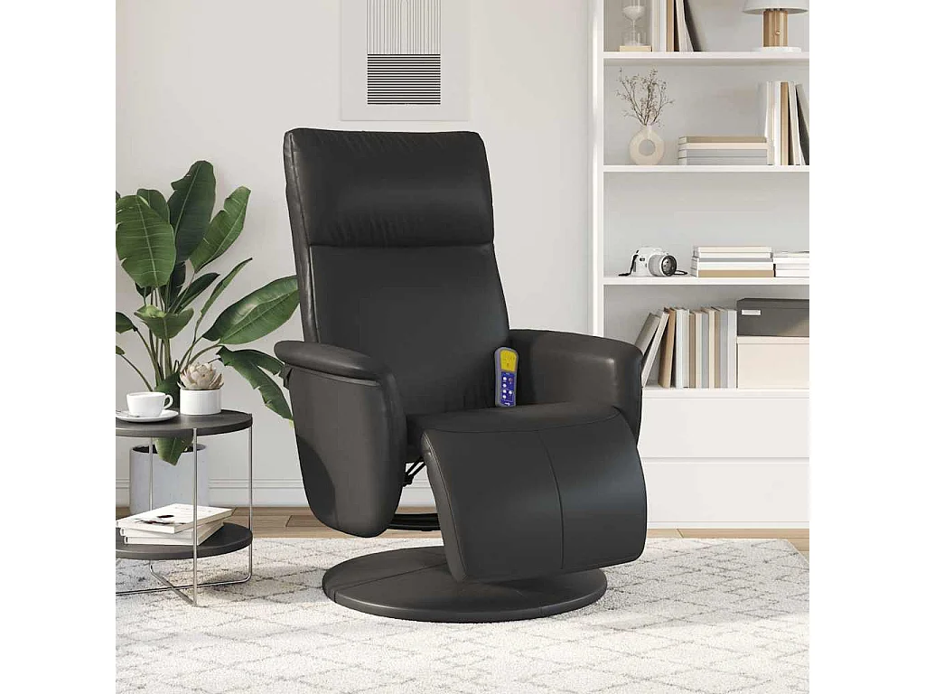 Massagesessel mit Fußteil Schwarz Kunstleder SHL29087