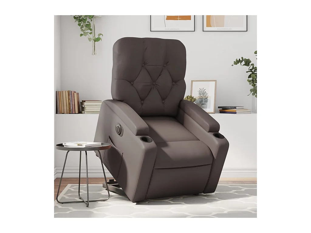 Fauteuil inclinable électrique-Chaise de relax-Fauteuil salon marron similicuir SHL2668