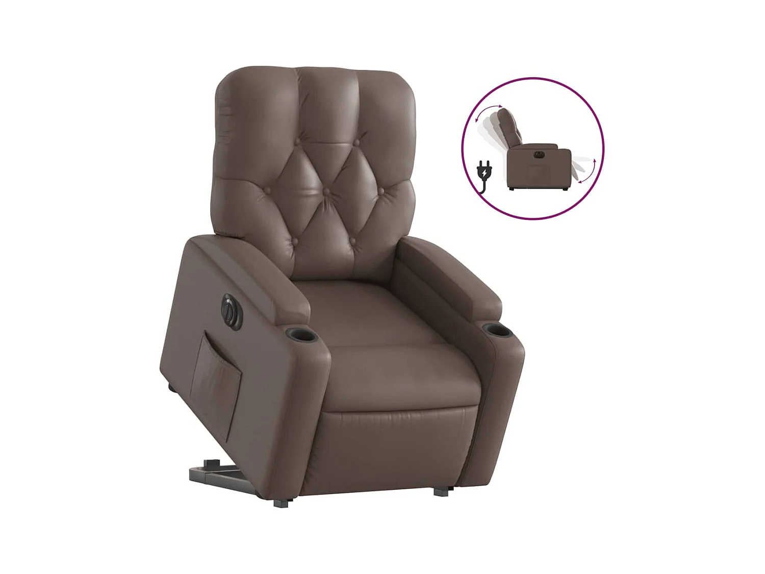 Fauteuil inclinable électrique-Chaise de relax-Fauteuil salon marron similicuir SHL2668