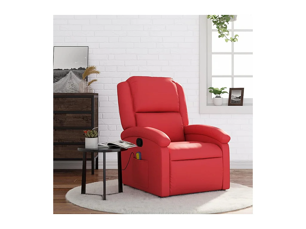 Sillón de salón | Silla | Sillón de masaje reclinable cuero sintético rojo SHL6905