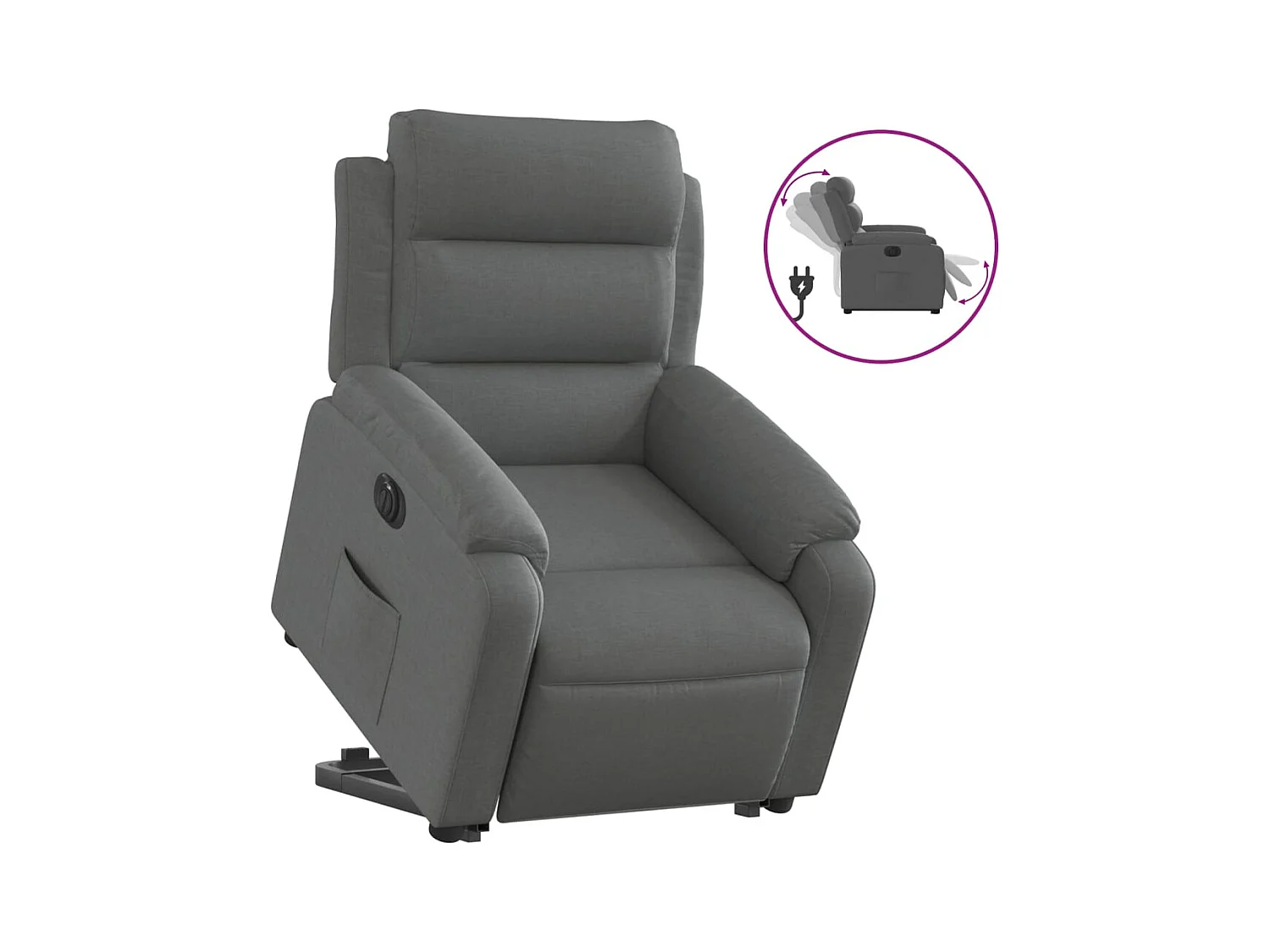 Fauteuil inclinable électrique-Chaise de relax-Fauteuil salon gris foncé tissu SHL2483