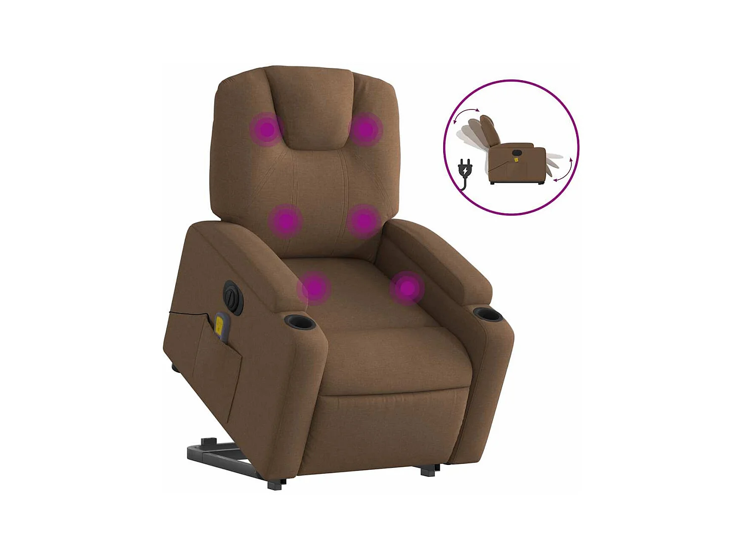 Fauteuil inclinable électrique-Chaise-Fauteuil de Massage Marron Tissu SHL4451