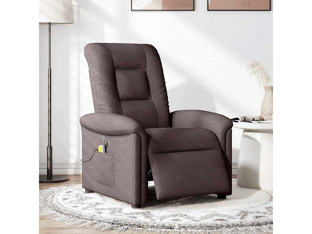 Poltrona Massaggio Reclinabile Elettrica | Poltrona Relax Marrone Scuro Tessuto SHL7012