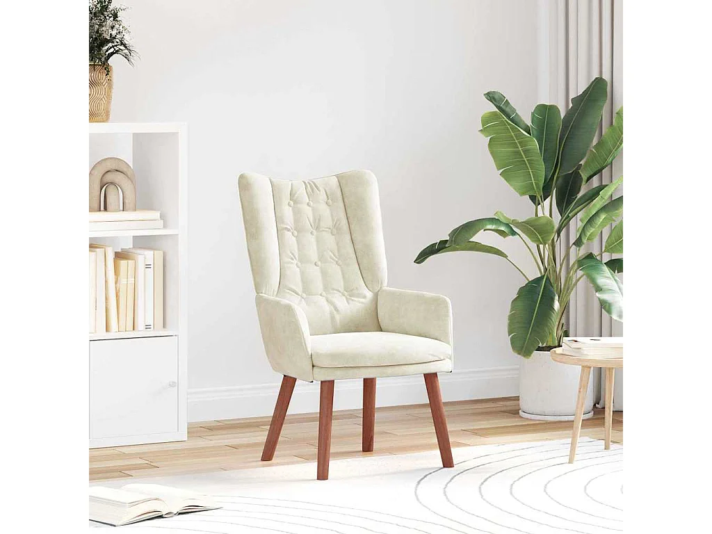 Fauteuil Salon-Chaise de relax Crème 63x67x94 cm Velours SHL1472