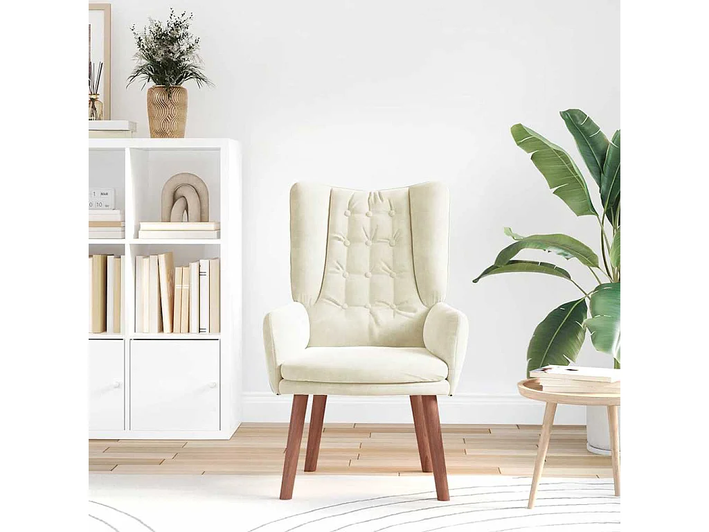 Fauteuil Salon-Chaise de relax Crème 63x67x94 cm Velours SHL1472