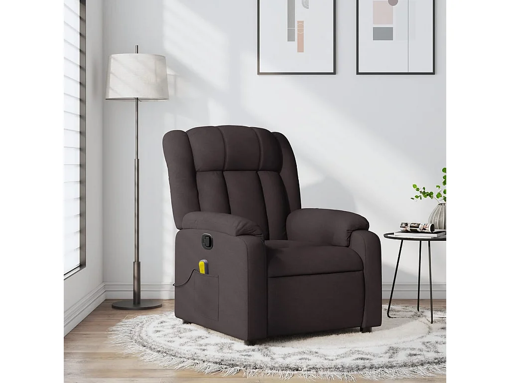 Fauteuil inclinable-Chaise de relax-Fauteuil de Massage Marron foncé Tissu SHL4446