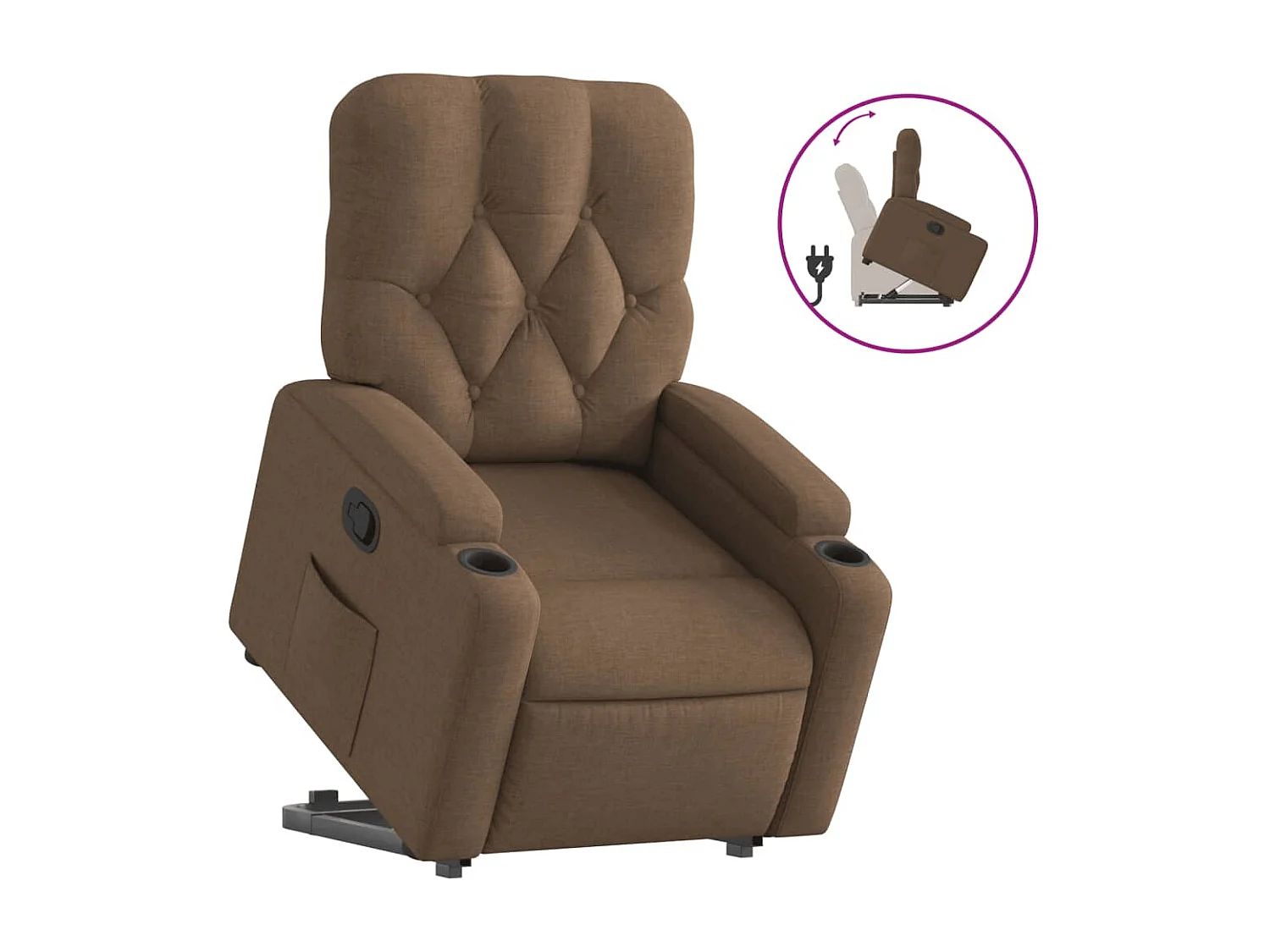 Fauteuil inclinable-Chaise de relax-Fauteuil salon Marron Tissu SHL1332