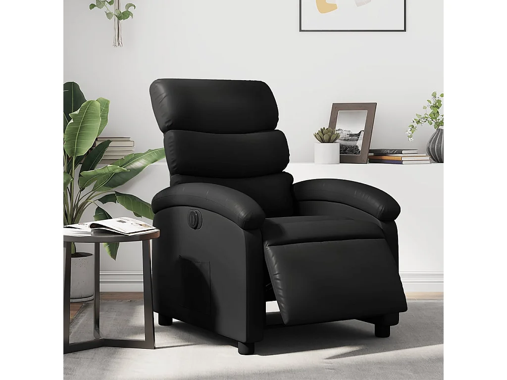 Relaxsessel Elektrisch | Lounge Sessel indoor Schwarz Kunstleder SHL10745