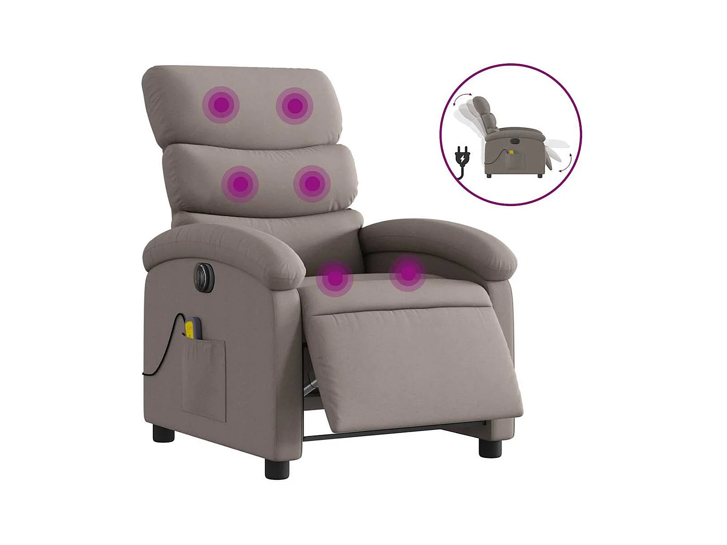 Sillón de relax | Sillón reclinable de masaje eléctrico tela gris taupe SHL7619