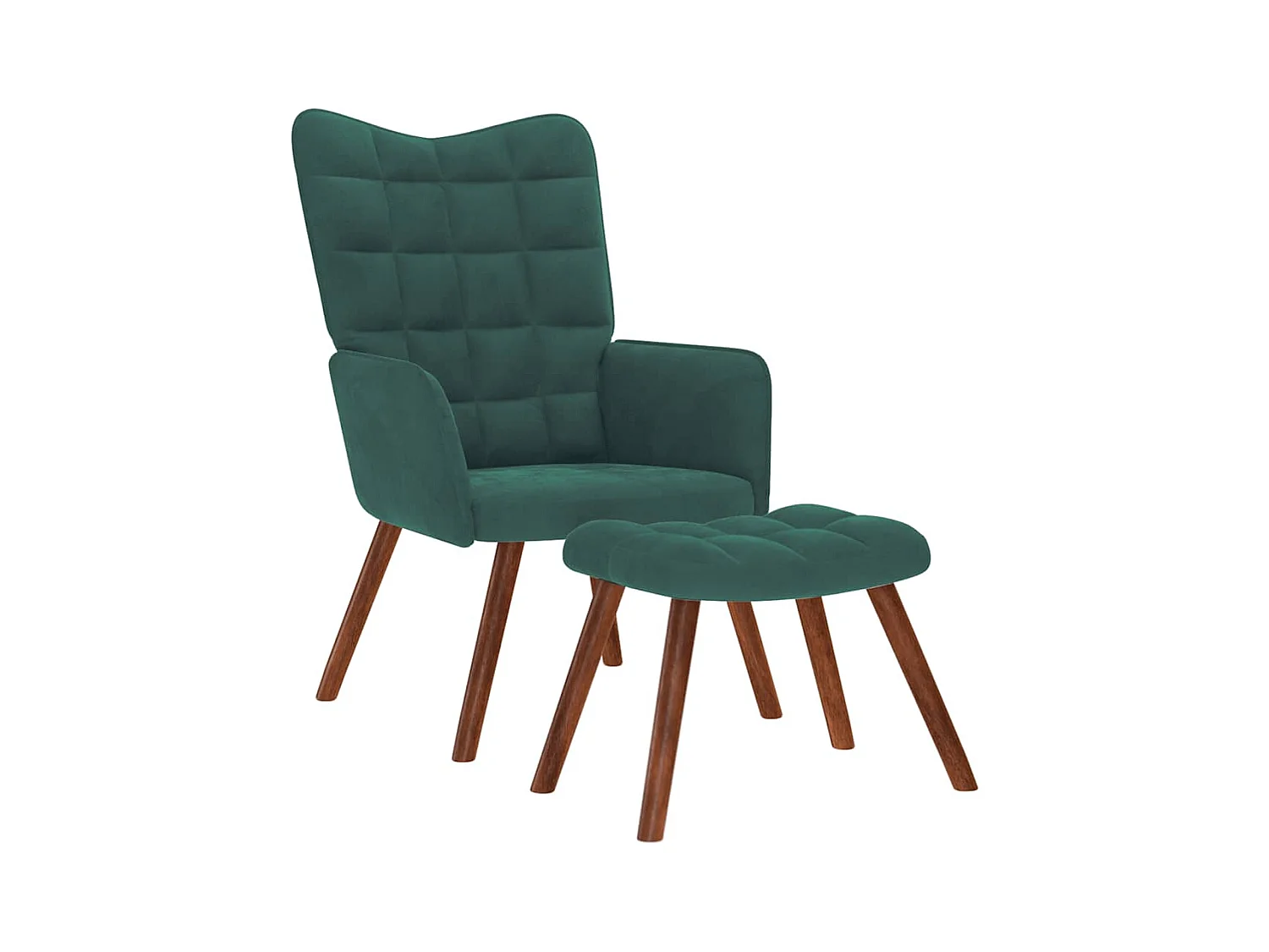 Sillón de relax | Sillón relajante con taburete de terciopelo verde oscuro SHL9949