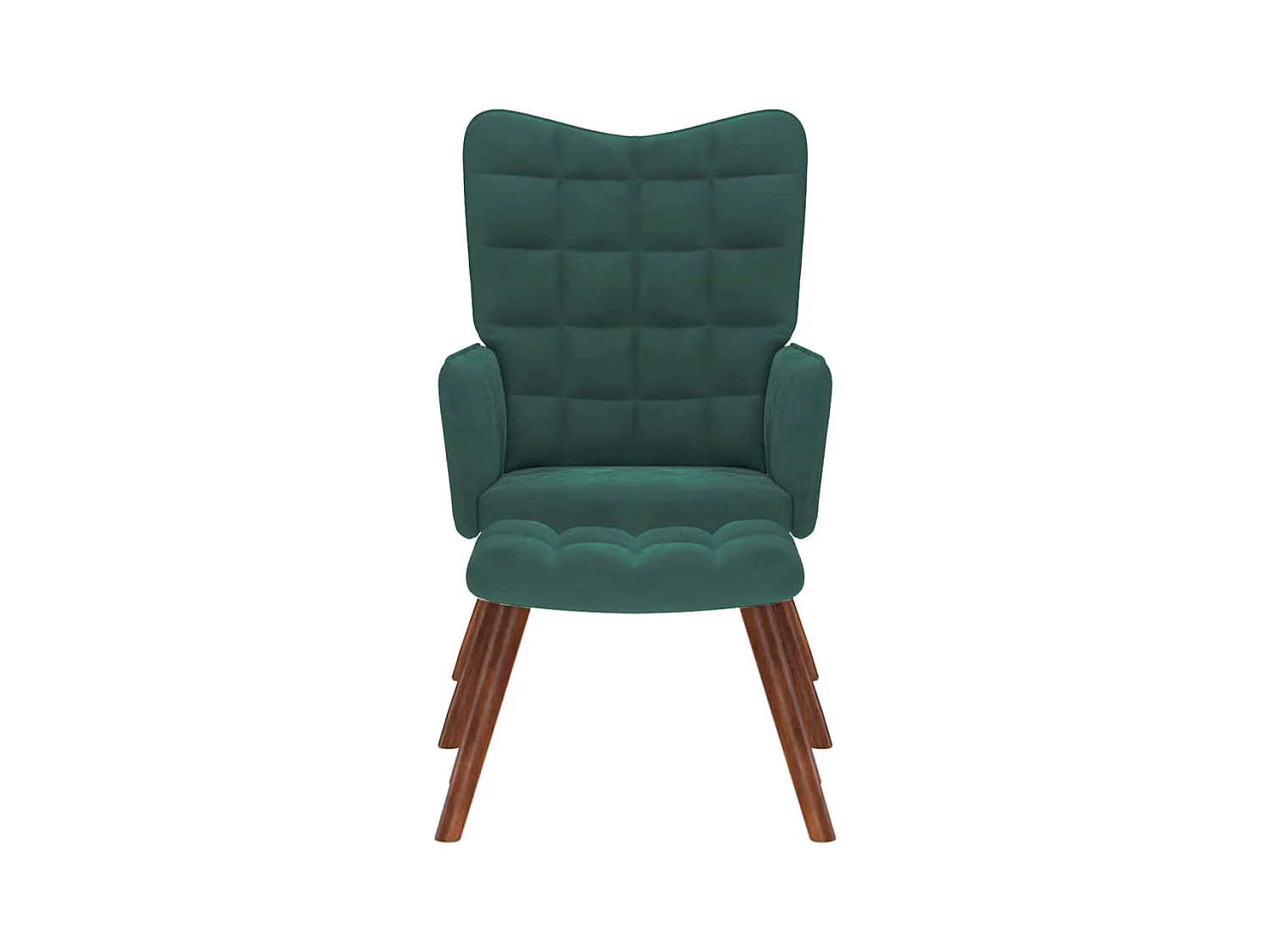 Sillón de relax | Sillón relajante con taburete de terciopelo verde oscuro SHL9949