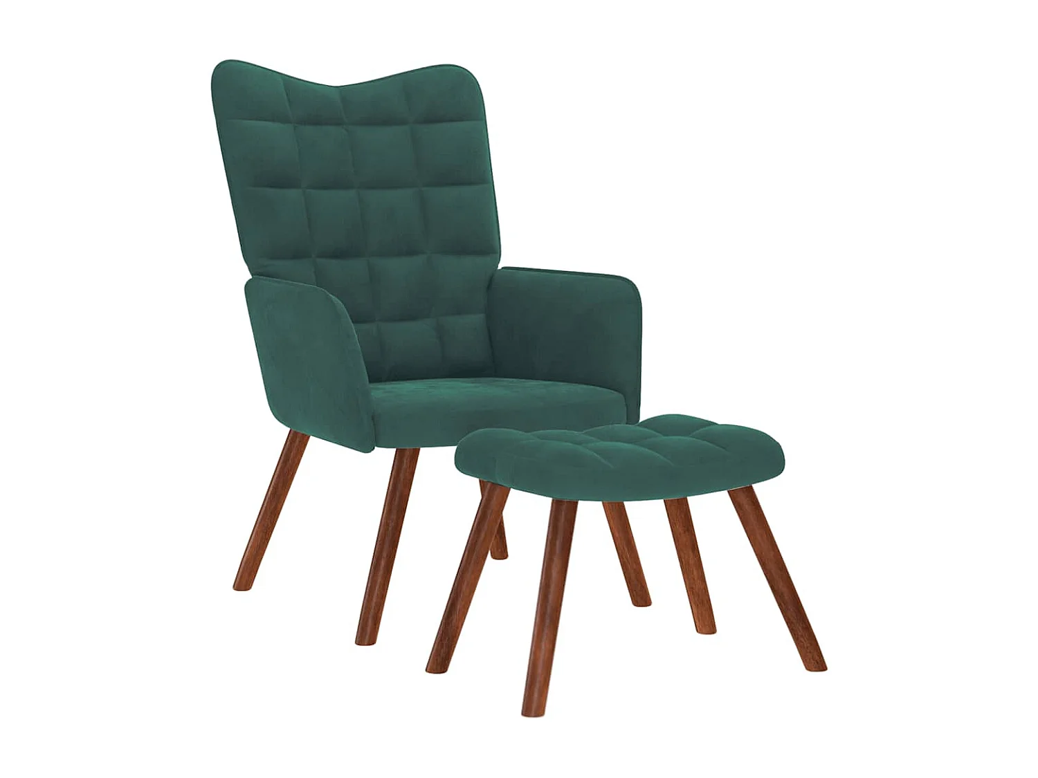 Relaxsessel mit Hocker | Lounge Sessel Dunkelgrün Samt SHL84076