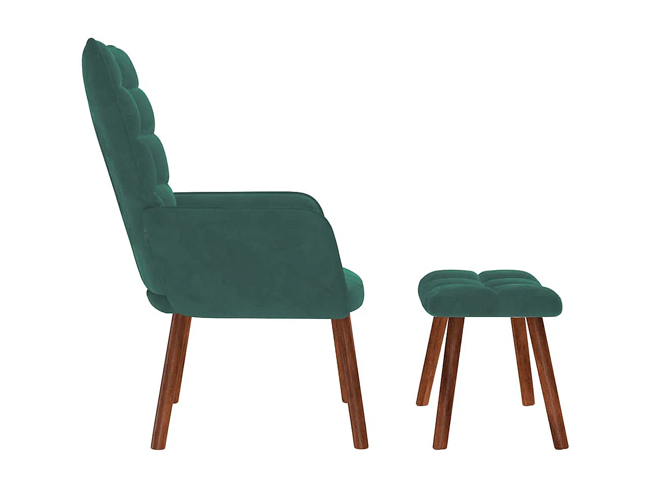 Relaxsessel mit Hocker | Lounge Sessel Dunkelgrün Samt SHL84076