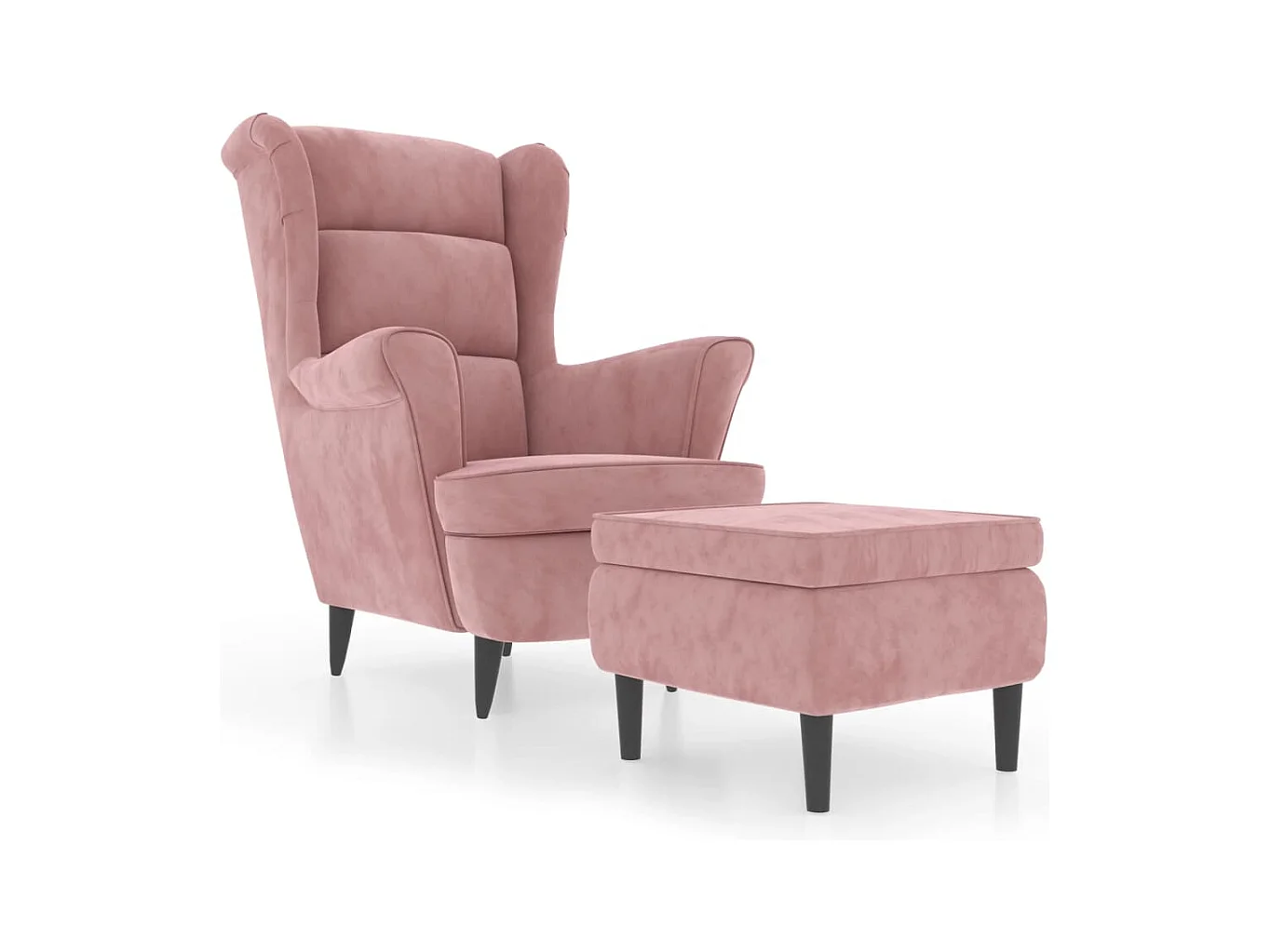 Fauteuil Salon-Chaise de relax-Fauteuil à oreilles avec tabouret rose velours SHL4100