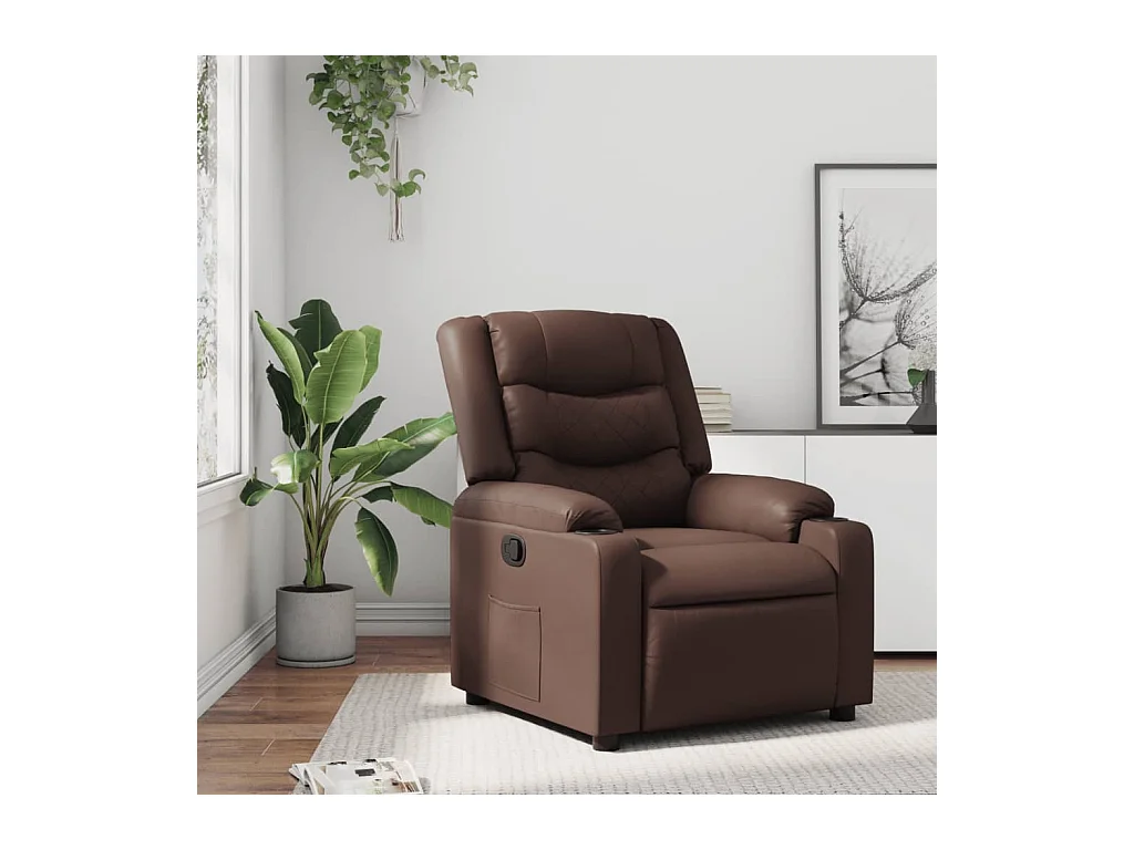 Fauteuil inclinable-Chaise-Fauteuil salon Marron Similicuir SHL4801
