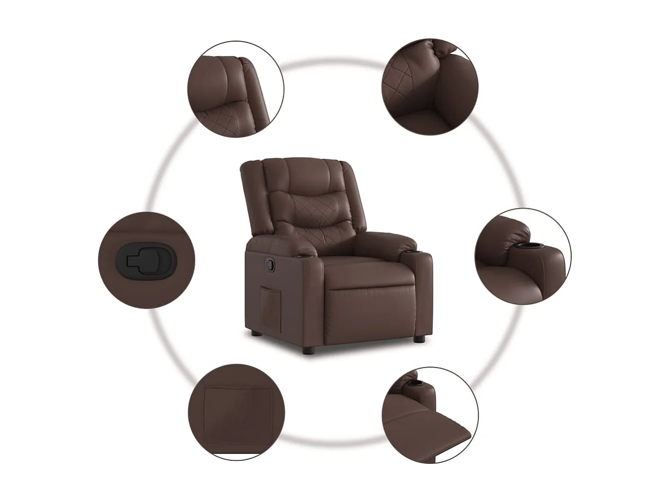 Relaxsessel | Lounge Sessel für Wohnzimmer Braun Kunstleder SHL60601