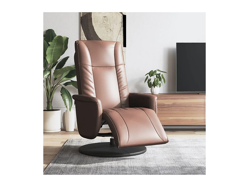 Sillón de relax | Sillón reclinable con reposapiés cuero sintético marrón SHL2420