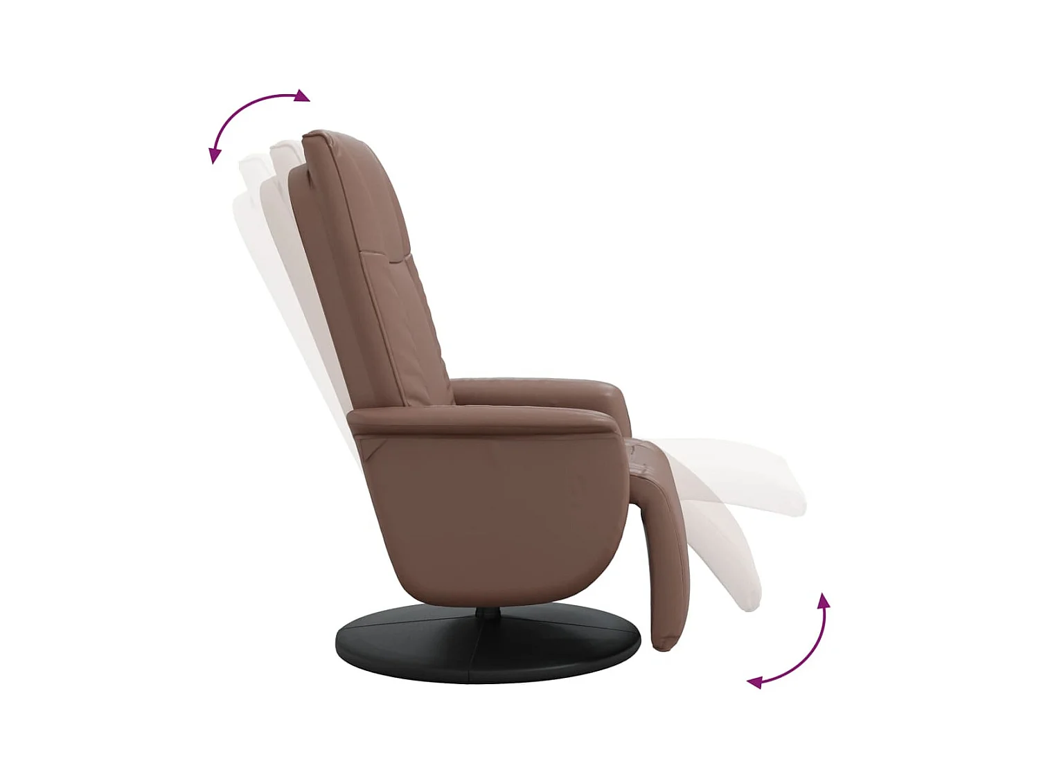 Sillón de relax | Sillón reclinable con reposapiés cuero sintético marrón SHL2420