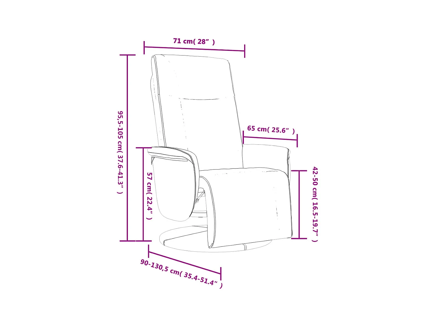 Sillón de relax | Sillón reclinable con reposapiés cuero sintético marrón SHL2420