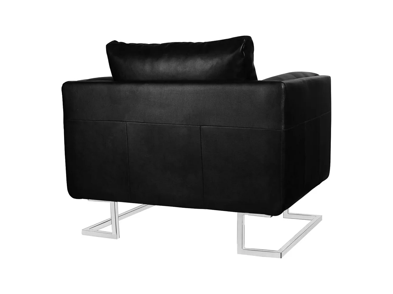 Sillón de salón con patas cromadas cuero sintético negro SHL2304
