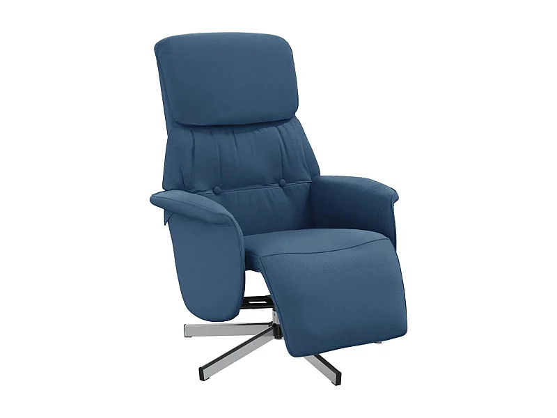 Fauteuil inclinable-Fauteuil salon avec repose-pieds bleu tissu SHL2003