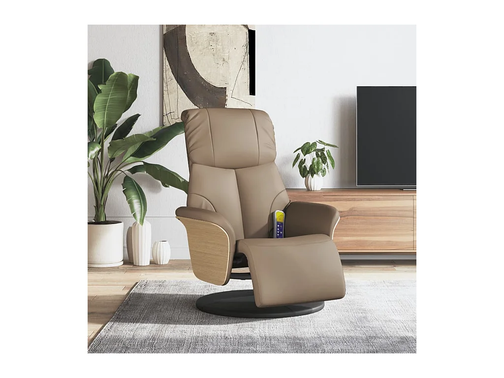 Sillón de relax | Sillón reclinable masaje reposapiés cuero sintético capuchino SHL2634