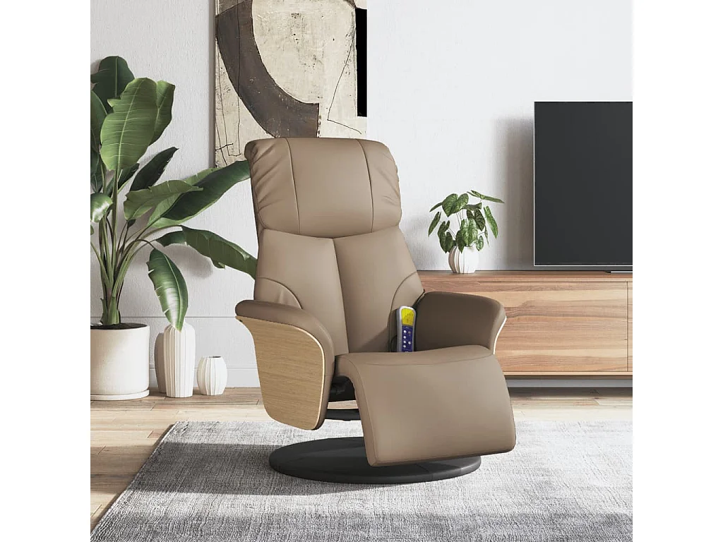 Fauteuil inclinable-Fauteuil salon de massage repose-pieds cappuccino SHL2621