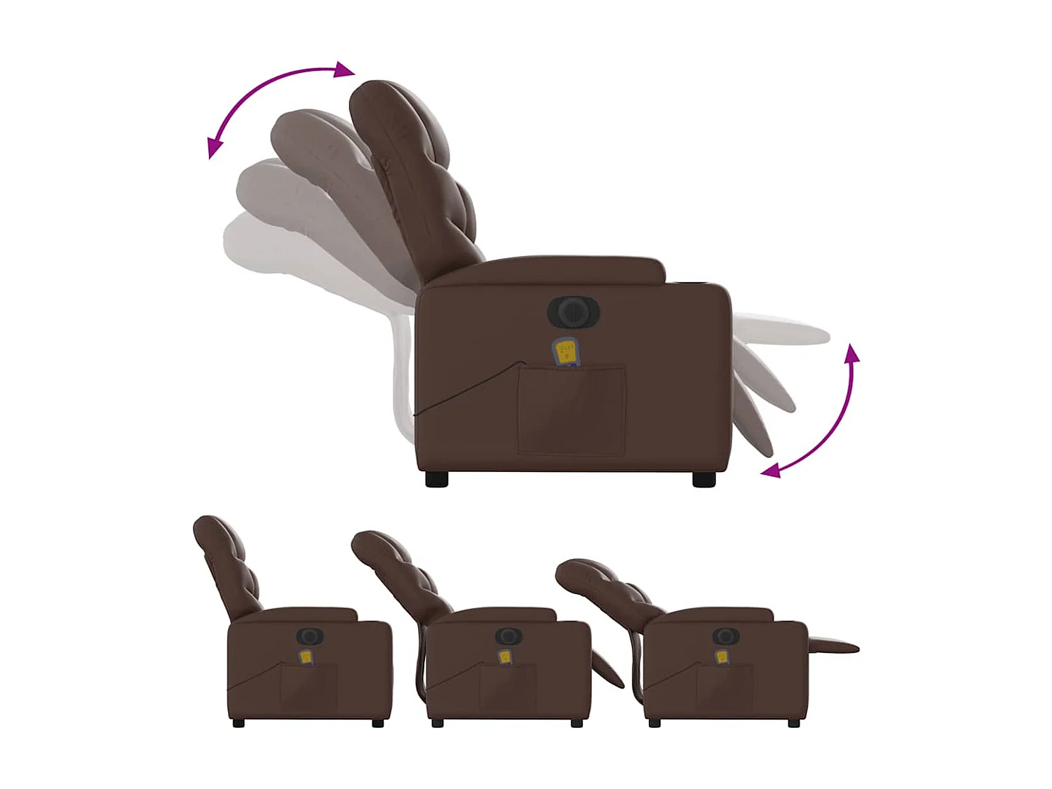 Sillón de salón | Silla | Sillón de masaje reclinable eléctrico cuero sintético marrón SHL8167