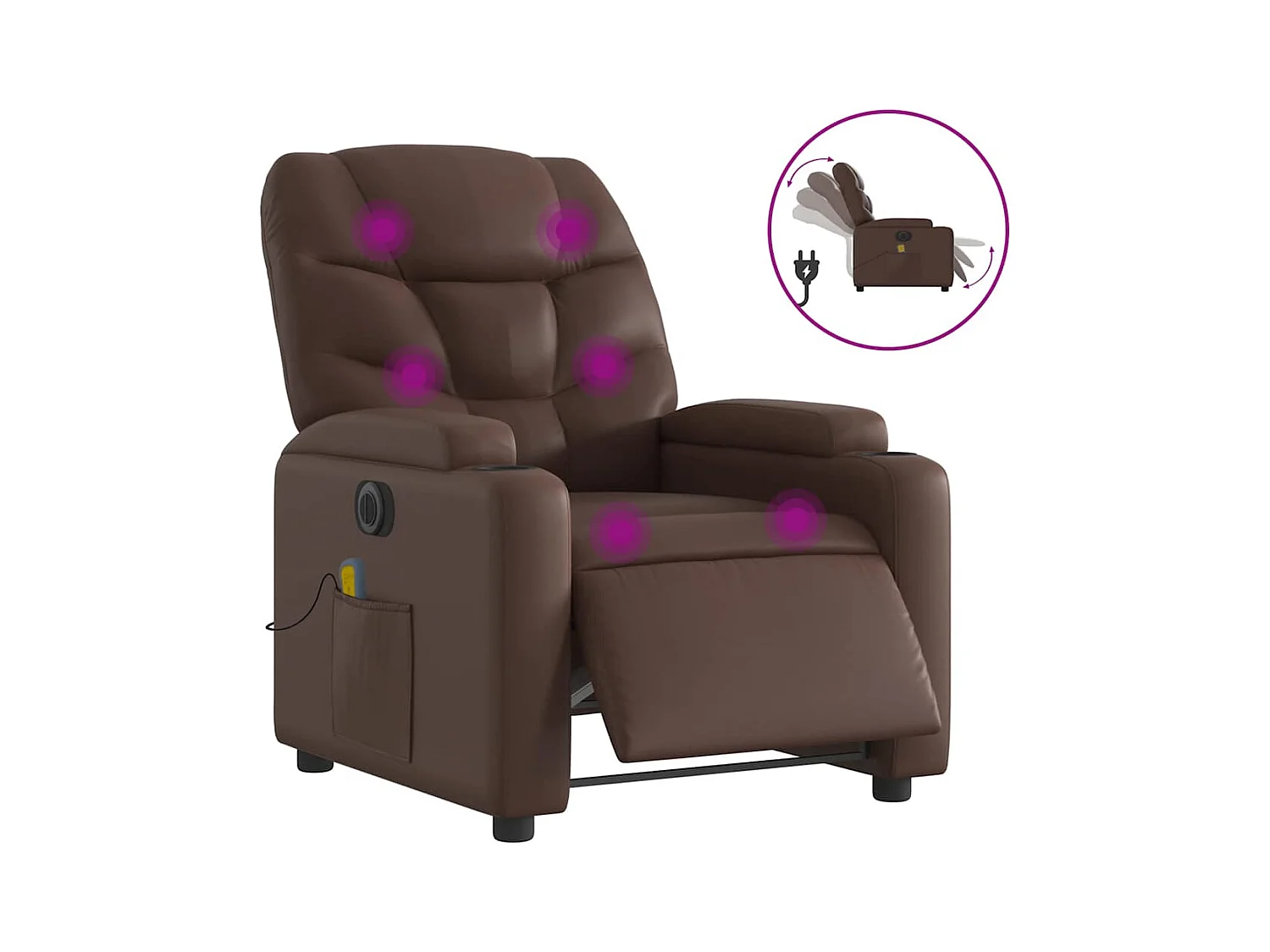 Fauteuil inclinable électrique-Fauteuil de massage pour Salon marron similicuir SHL5180