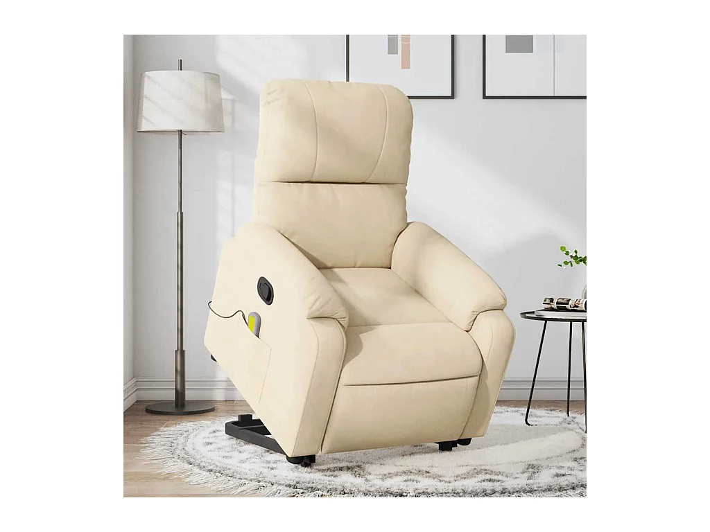 Sillón de relax | Sillón reclinable de masaje elevable tela de microfibra crema SHL5786