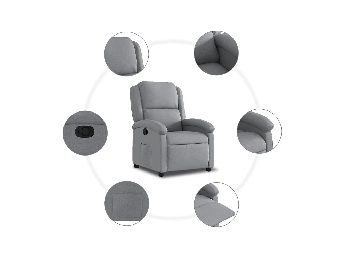 Fauteuil inclinable-Chaise de relax-Fauteuil TV gris clair tissu SHL4986