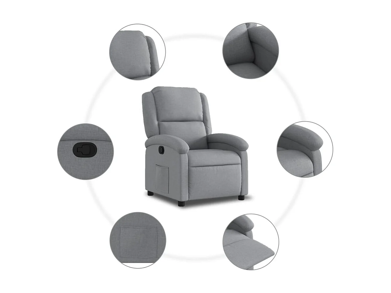 Fauteuil inclinable-Chaise de relax-Fauteuil TV gris clair tissu SHL4986