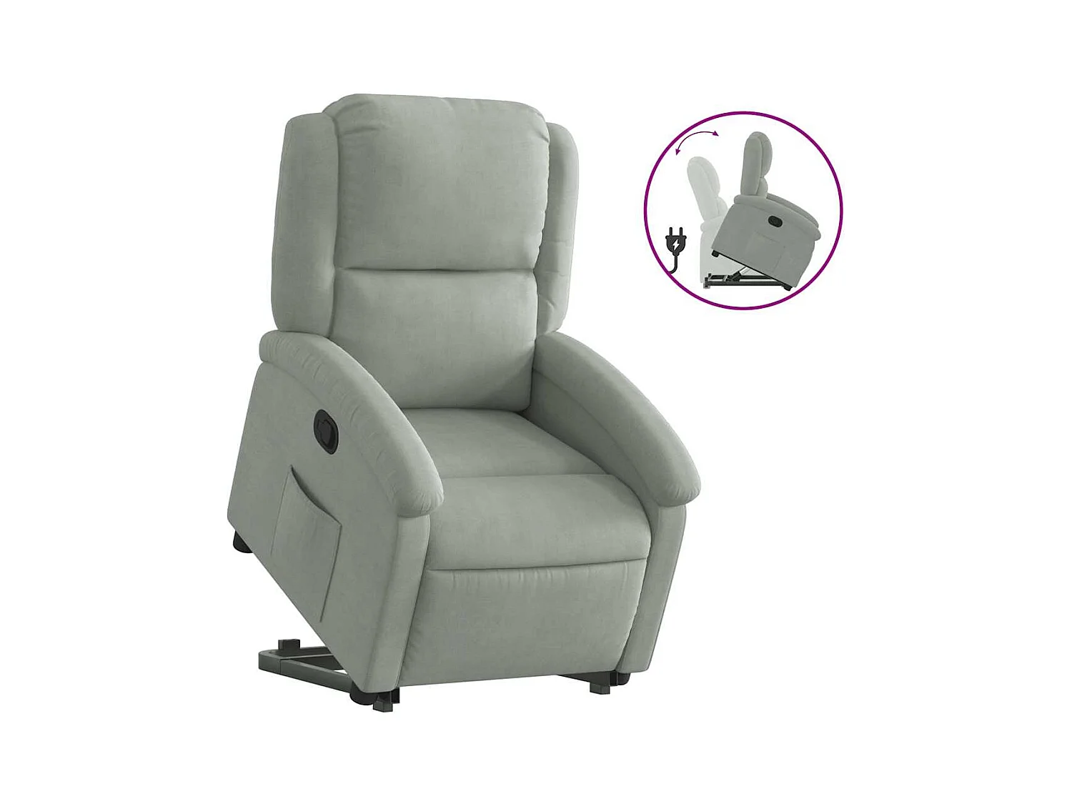 Sillón de relax | Silla | Sillón reclinable elevable terciopelo gris claro SHL9521