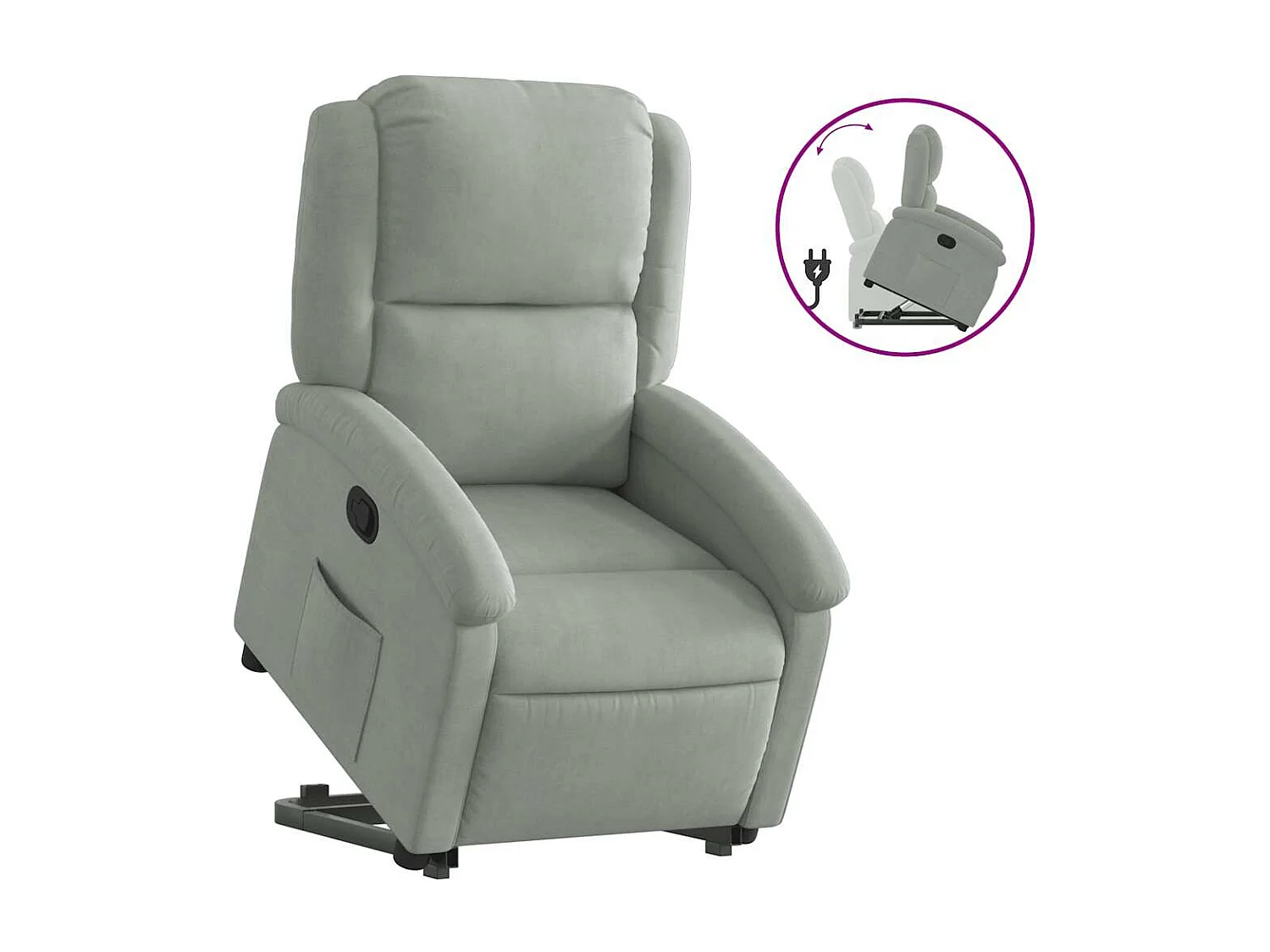 Sillón de relax | Silla | Sillón reclinable elevable terciopelo gris claro SHL9521