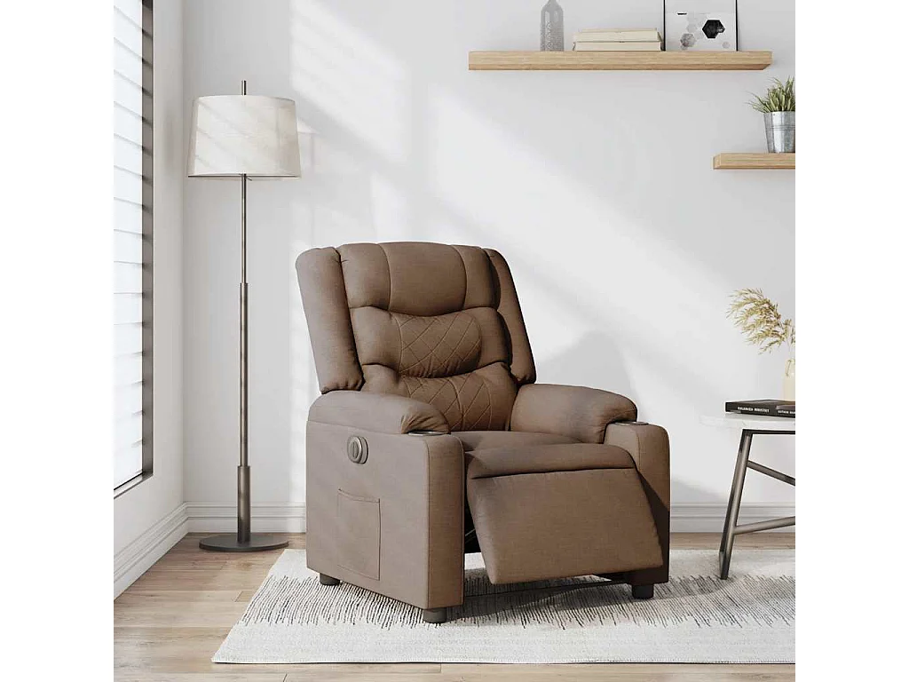 Fauteuil inclinable électrique-Chaise de relax-Fauteuil TV Marron Tissu SHL1005