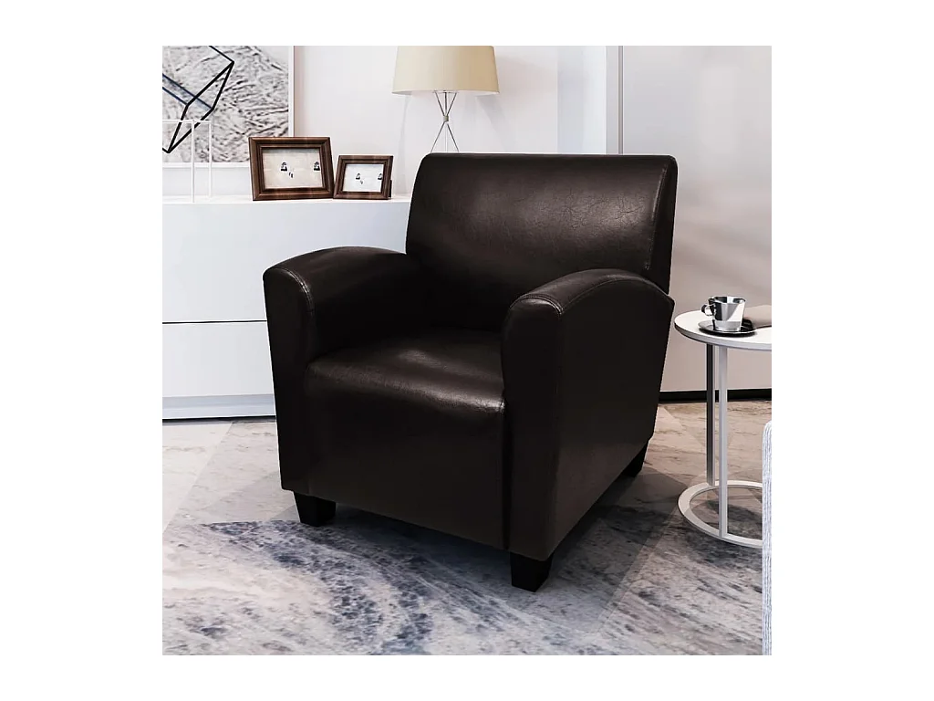 Sillón | Silla de cuero artificial marrón oscuro SHL5317