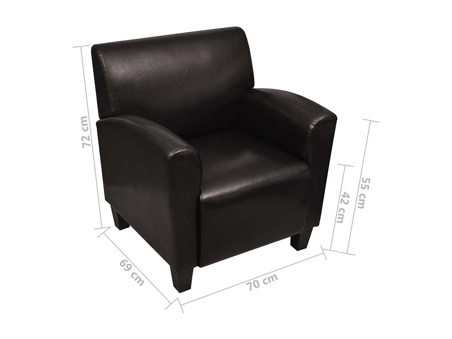 Sillón | Silla de cuero artificial marrón oscuro SHL5317