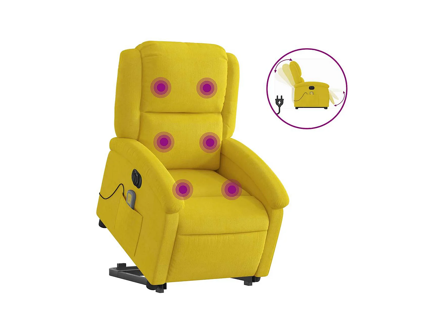 Sillón de relax | Sillón reclinable masaje eléctrico elevable terciopelo amarillo SHL8899